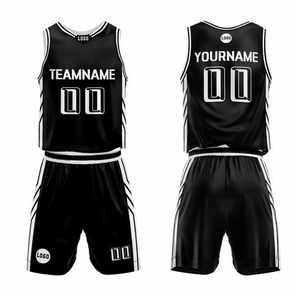 Benutzerdefinierter Schwarz Basketball Jersey Uniform Anzug gedruckt Ihr Logo Name Nummer