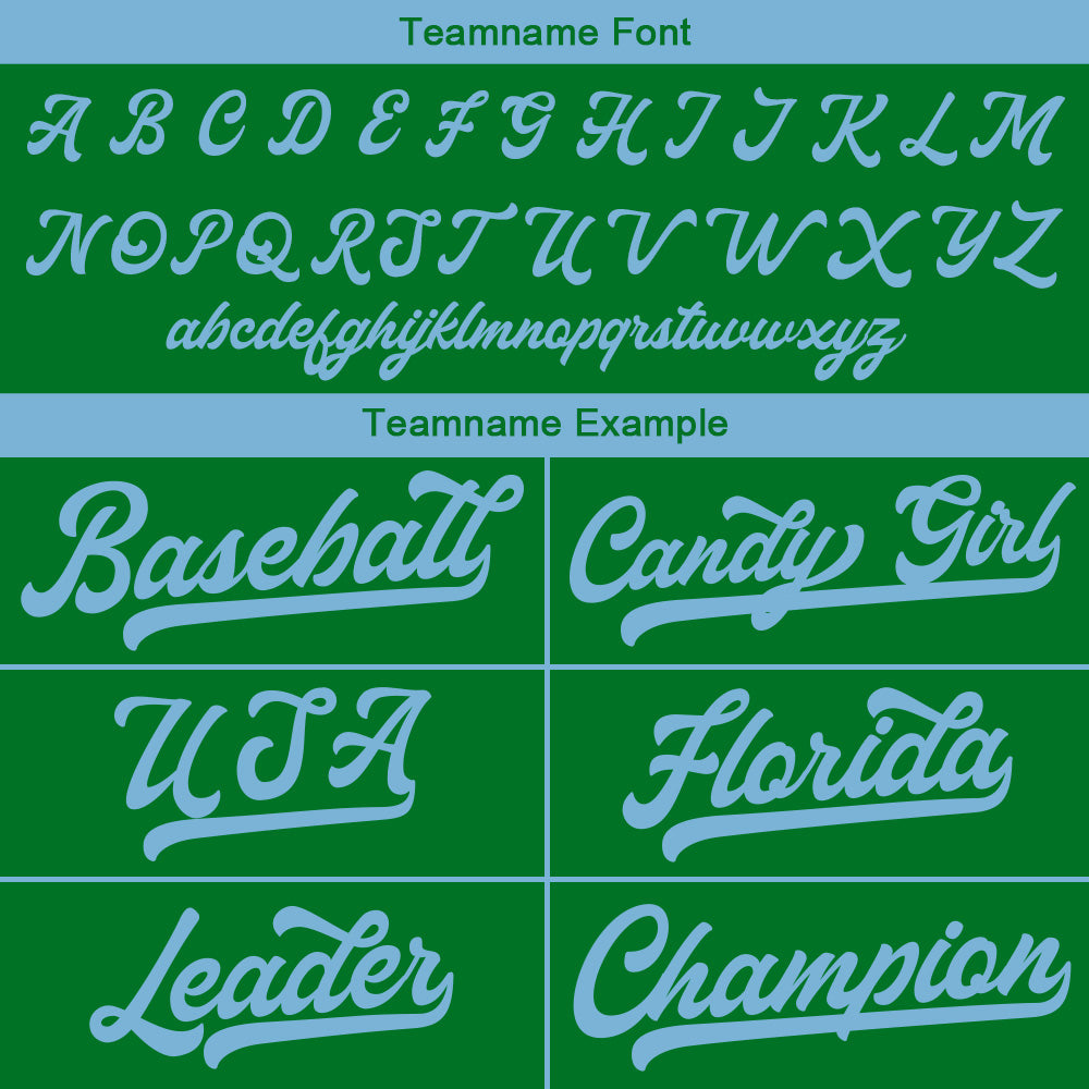 Benutzerdefinierte Authentisch Baseball-Trikot Kelly grün-Hellblau