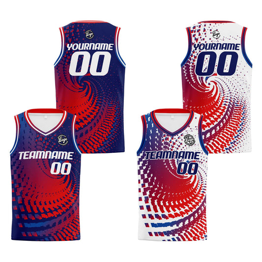 Benutzerdefinierte Marine Rot Reversible Basketball Jersey Personalisierte Print Name Nummer Logo