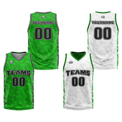 Benutzerdefinierte Grün Schwarz Reversible Basketball Jersey Personalisierte Print Name Nummer Logo