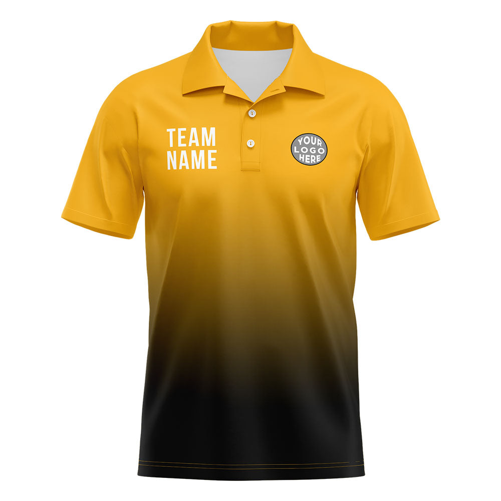 Benutzerdefinierte Gelb Schwarz Fußball Polo-Shirts Fügen Sie Ihr Einzigartiges hinzu Logo/Name/Nummer