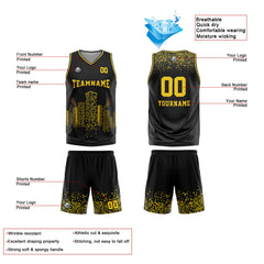 Benutzerdefinierte Reversible Basketball Jersey Personalisierte Print Name Nummer Logo Schwarz-Weiß