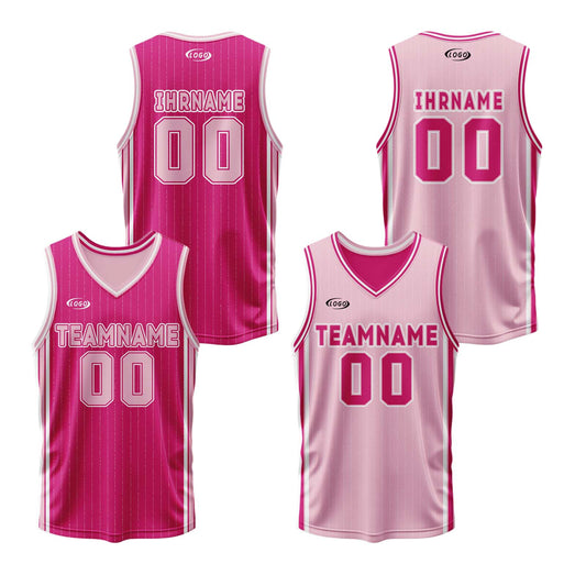 Benutzerdefinierte Rosa Rot Pink Reversible Basketball Jersey Personalisierte Drucken Name Nummer Logo