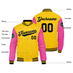 Benutzerdefinierte Verlauf Varsity-Jacke. Letterman-Jacke Gelb Rosa Schwarz