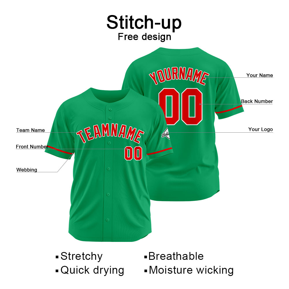 Benutzerdefinierte Authentisch Baseball-Trikot Grün-Rot