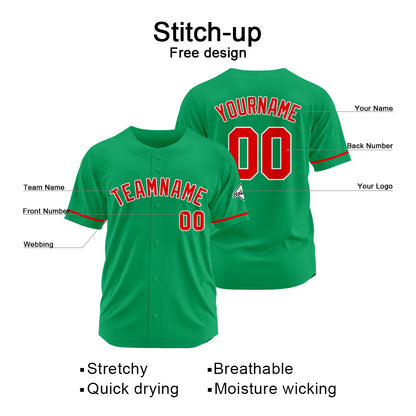 Benutzerdefinierte Authentisch Baseball-Trikot Grün-Rot