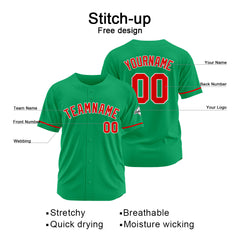 Benutzerdefinierte Authentisch Baseball-Trikot Grün-Rot