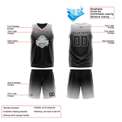Benutzerdefinierte Schwarz Weiß Grau Reversible Basketball Jersey Personalisierte Print Name Nummer Logo
