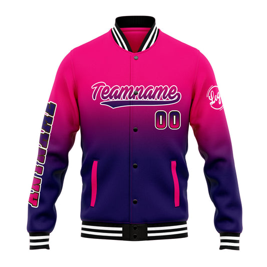 Benutzerdefinierte Verlauf Varsity-Jacke. Letterman-Jacke Rose Dunkelviolett