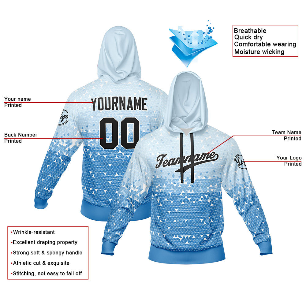Benutzerdefiniert Hellblau Tarnung Sport Jersey Satz Trainingsanzug Zur Seite fahren Kapuzenpullover Oberteile und Hose Satz Königlich