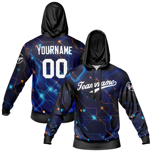 Benutzerdefiniert Schwarz Blau Tarnung Sport Jersey Satz Trainingsanzug Zur Seite fahren Kapuzenpullover Oberteile und Hose Satz Königlich