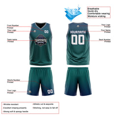 Benutzerdefinierte Grün Marine Grau Reversible Basketball Jersey Personalisierte Print Name Nummer Logo
