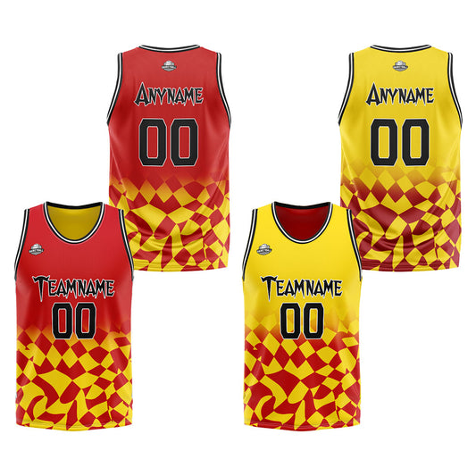 Benutzerdefinierte Reversible Basketball Jersey Personalisierte Print Name Nummer Logo Gitter-Rot&Schwarz