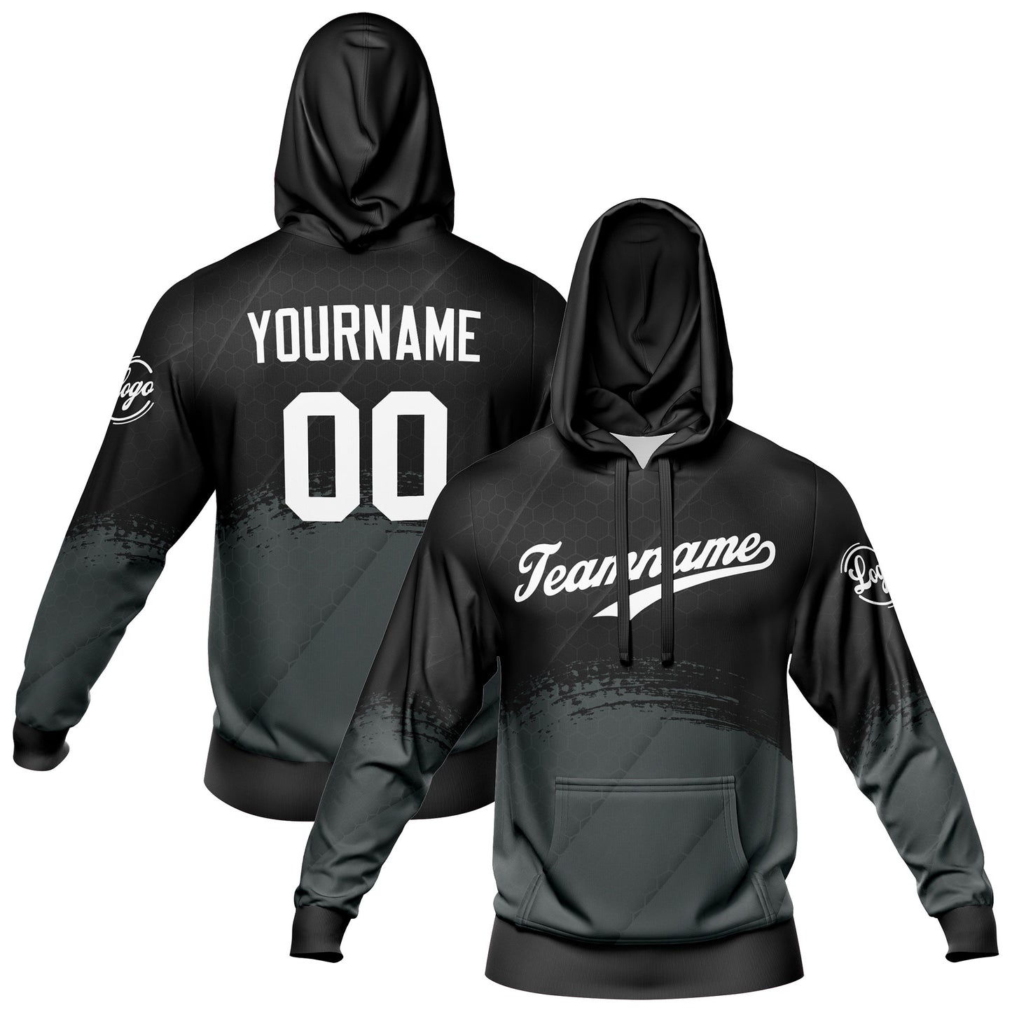 Benutzerdefiniert Schwarz Grau Tarnung Sport Jersey Satz Trainingsanzug Zur Seite fahren Kapuzenpullover Oberteile und Hose Satz Königlich