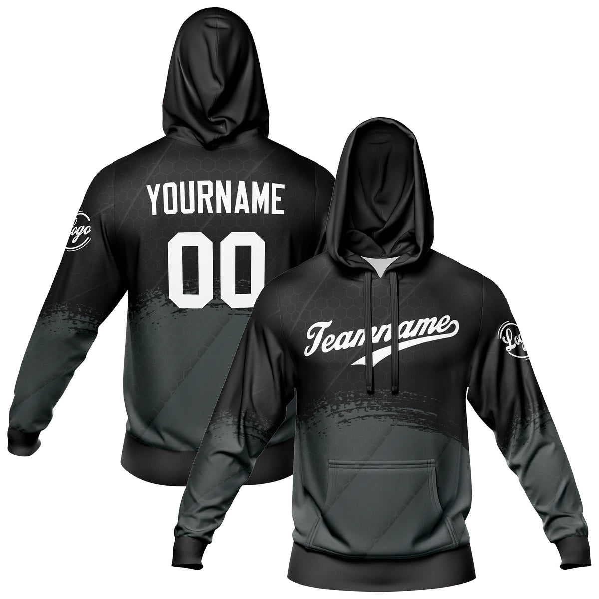 Benutzerdefiniert Schwarz Grau Tarnung Sport Jersey Satz Trainingsanzug Zur Seite fahren Kapuzenpullover Oberteile und Hose Satz Königlich