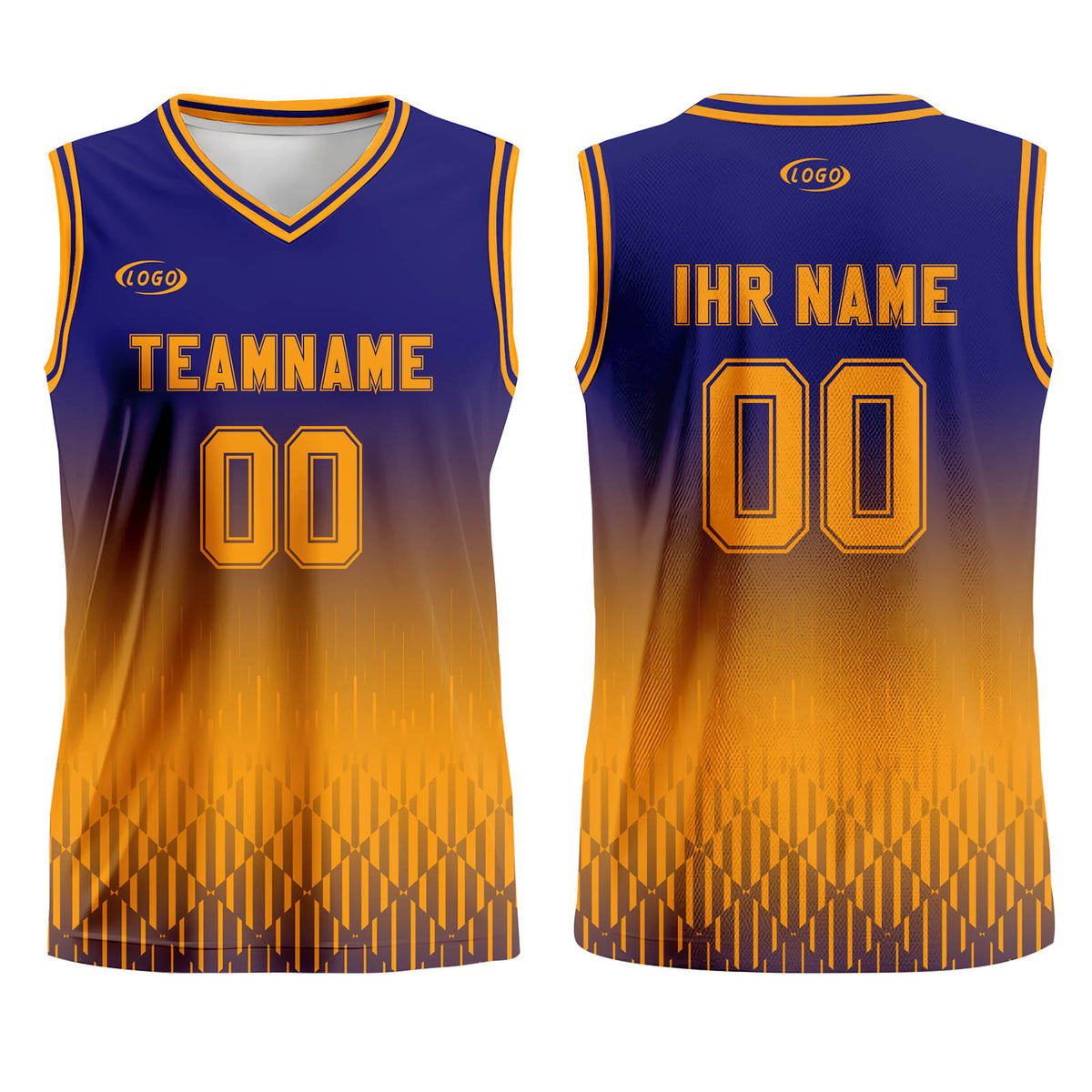 Benutzerdefinierter Blau Gelb Farbverlauf Basketball Jersey Uniform Anzug gedruckt Ihr Logo Name Nummer