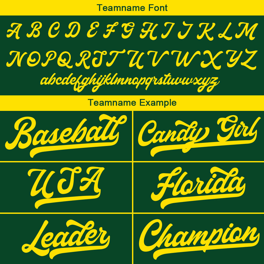 Benutzerdefinierte Authentisch Baseball-Trikot Dunkelgrün-Gelb