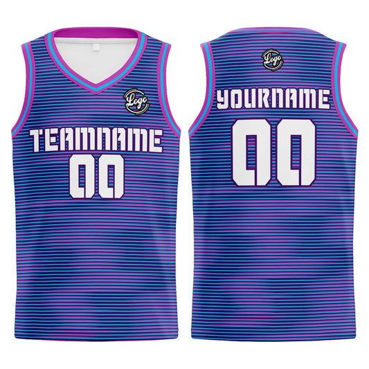 Benutzerdefinierter Lila Hellblau Basketball Jersey Uniform Anzug gedruckt Ihr Logo Name Nummer