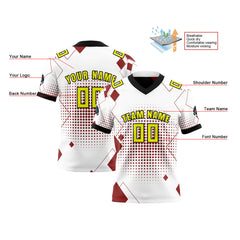 Benutzerdefinierte Weiß Gelb Reversibel Fußball Trikot Personalisierte Gradient Fußball Shirts für Männer gedruckt Team Name Nummer Logo