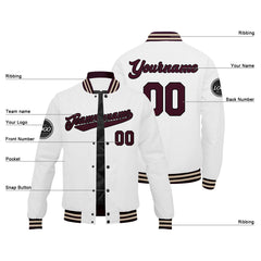 Benutzerdefinierte Verlauf Varsity-Jacke. Letterman-Jacke Marronmaroon Weiß