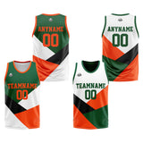Benutzerdefinierte Reversible Basketball Jersey Personalisierte Print Name Nummer Logo Farbe Block-Grün&Orange