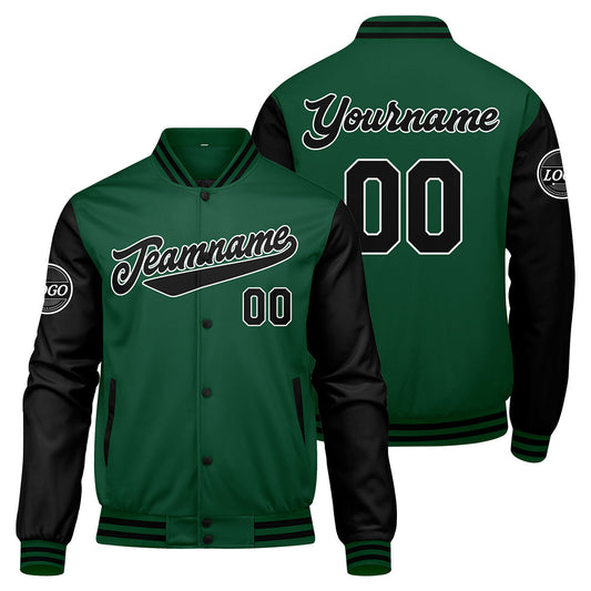 Benutzerdefinierte Verlauf Varsity-Jacke. Letterman-Jacke Grün Schwarz