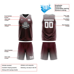 Benutzerdefinierte Burgund Grau Weiß Reversible Basketball Jersey Personalisierte Print Name Nummer Logo