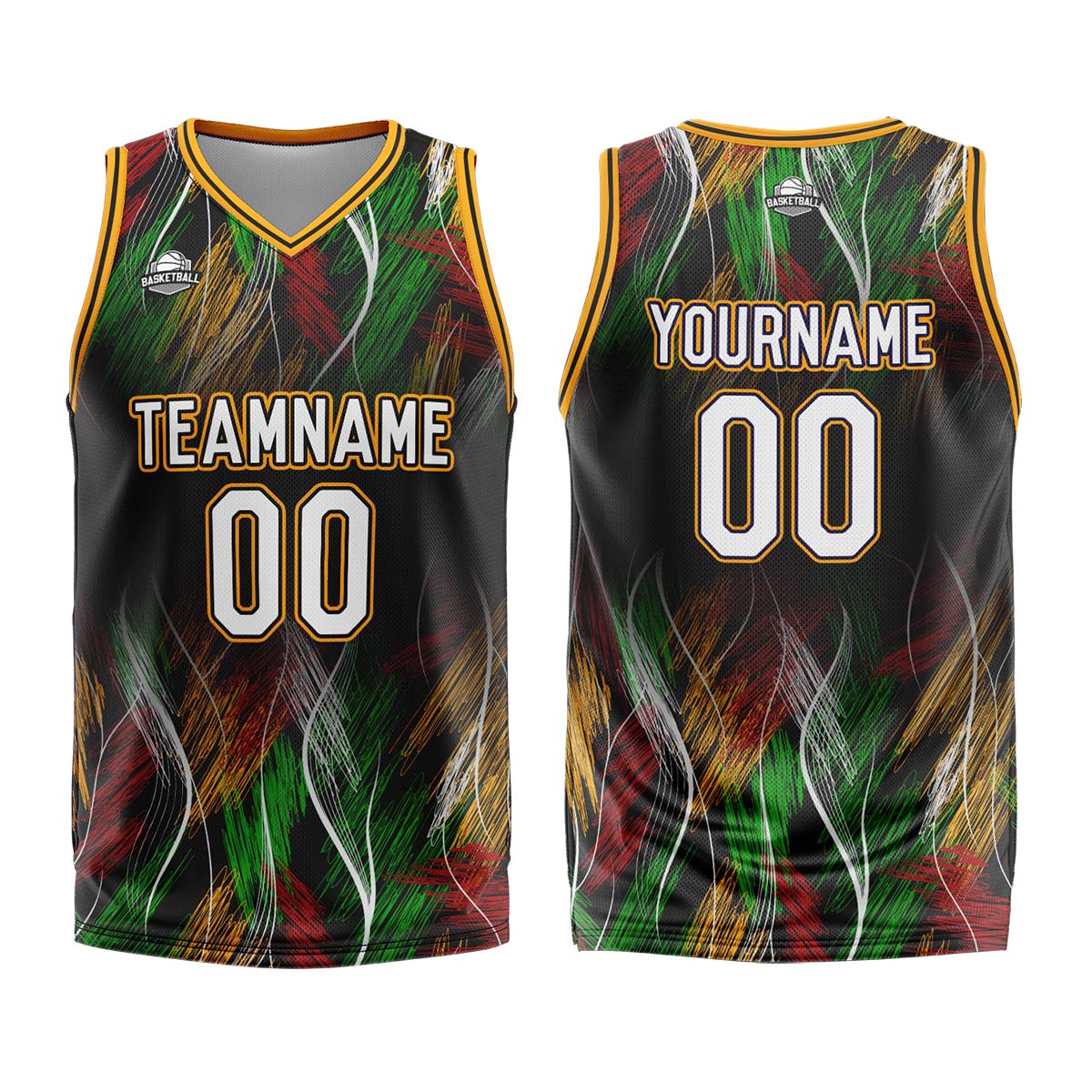 Benutzerdefinierter Schwarz Orange Basketball Jersey Uniform Anzug gedruckt Ihr Logo Name Nummer