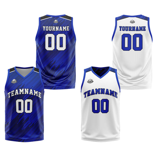 Benutzerdefinierte Königliche Reversible Basketball Jersey Personalisierte Print Name Nummer Logo