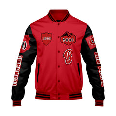 Maßgeschneiderte Rot Schwarz Letterman Varsity Jacket Individuelle Stickerei  Druck nach Ihrem Wunsch