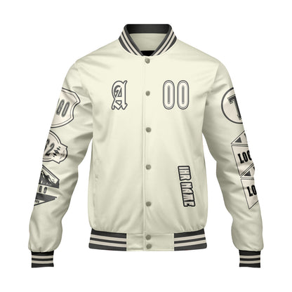 Maßgeschneiderte Weiß Letterman Varsity Jacket Individuelle Stickerei  Druck nach Ihrem Wunsch