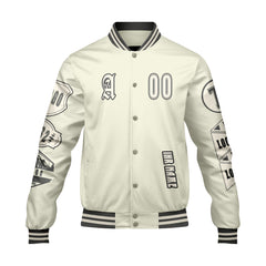Maßgeschneiderte Weiß Letterman Varsity Jacket Individuelle Stickerei  Druck nach Ihrem Wunsch