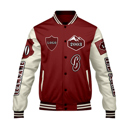 Maßgeschneiderte Rot Weiß Letterman Varsity Jacket Individuelle Stickerei  Druck nach Ihrem Wunsch