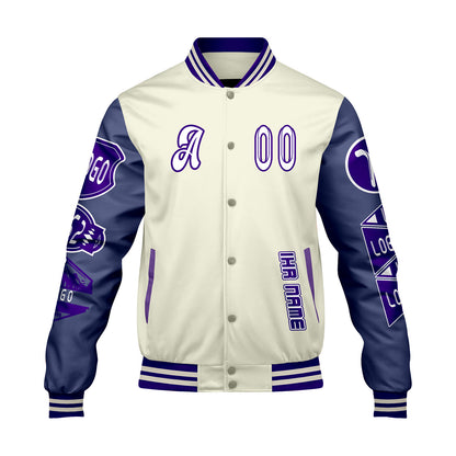 Maßgeschneiderte Rosa Lila Letterman Varsity Jacket Individuelle Stickerei  Druck nach Ihrem Wunsch
