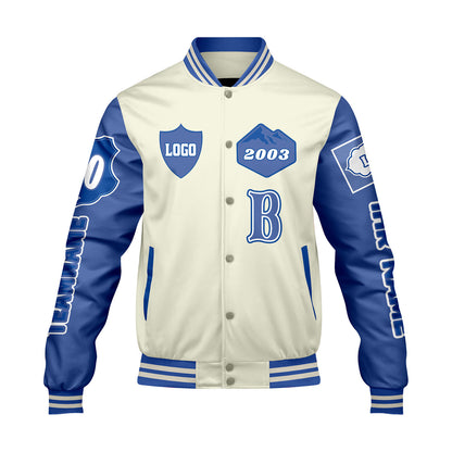 Maßgeschneiderte Weiß Königliche Letterman Varsity Jacket Individuelle Stickerei  Druck nach Ihrem Wunsch