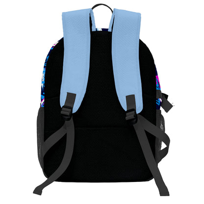 Personalisierter Basketball - und Fußballrucksack in Blau & Schwarz und Weiß mit Spielernamen & Nummern und Teamlogo #BP-0919-0005
