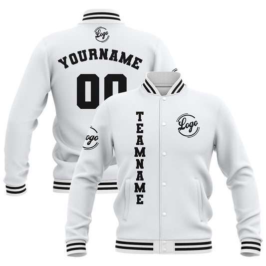 Benutzerdefiniert Weiß Wasserdichte Varsity Jacken Personalisiert genäht Name Nummer Logo zu Letterman Jacken