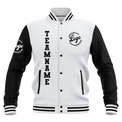 Benutzerdefiniert Weiß Schwarz Wasserdichte Varsity Jacken Personalisiert genäht Name Nummer Logo zu Letterman Jacken