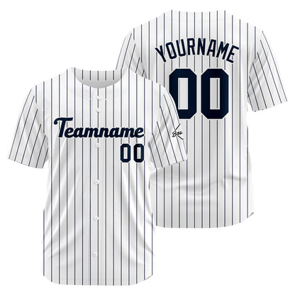 Benutzerdefinierte Authentisch Baseball-Trikot Weiß-Marine
