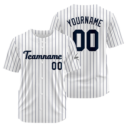Benutzerdefinierte Authentisch Baseball-Trikot Weiß-Marine