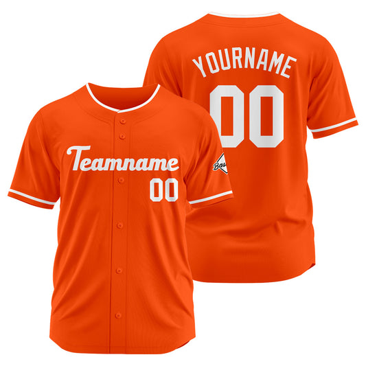 Benutzerdefinierte Authentisch Baseball-Trikot Orange-Weiß