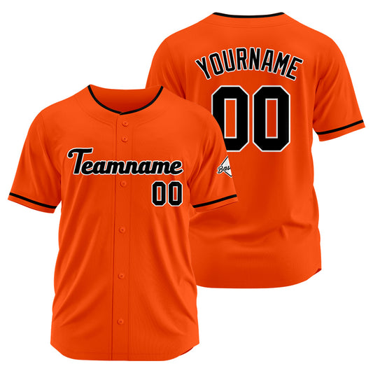 Benutzerdefinierte Authentisch Baseball-Trikot Orange-Schwarz