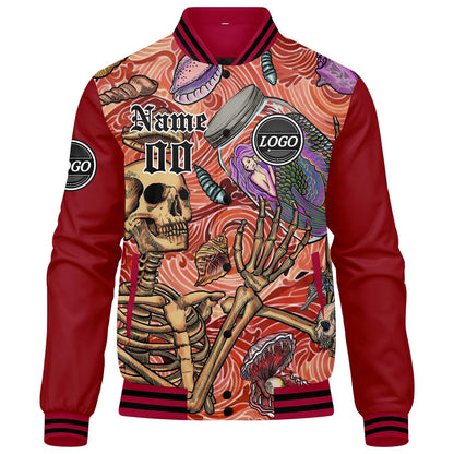 Benutzerdefinierte Verlauf Varsity-Jacke. Letterman-Jacke Rot