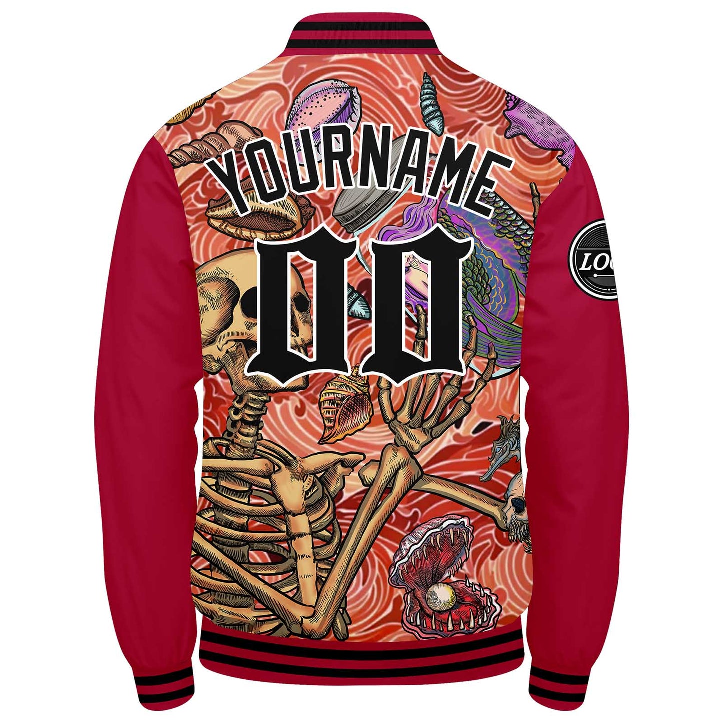 Benutzerdefinierte Verlauf Varsity-Jacke. Letterman-Jacke Rot