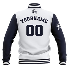 Benutzerdefiniert  Weiß Marine Wasserdichte Varsity Jacken Personalisiert genäht Name Nummer Logo zu Letterman Jacken