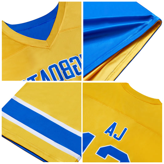Benutzerdefinierte Braun Gelb Reversibel Genäht Fußball Trikot Personalisierte Fußball Shirts für Männer gedruckt Team Name Nummer Logo