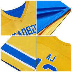 Benutzerdefinierte Braun Gelb Reversibel Genäht Fußball Trikot Personalisierte Fußball Shirts für Männer gedruckt Team Name Nummer Logo