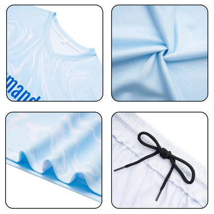 Benutzerdefinierte Fußballuniform Jersey Kinder Erwachsene Personalisiertes Set Jersey Shirt Marine