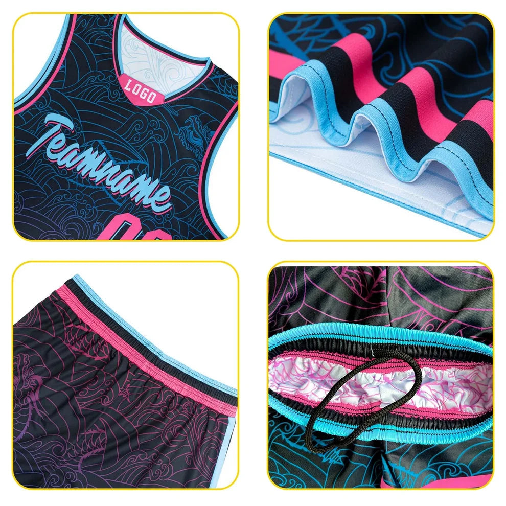 Benutzerdefinierter Basketball Jersey Uniform Anzug für Männer Frauen Mädchen Jungen gedruckt Ihr Logo Name Nummer