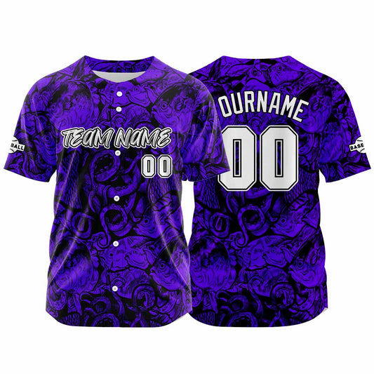 Benutzerdefinierte Baseball Jersey Personalisierte Baseball Shirt genäht und Druck Lila